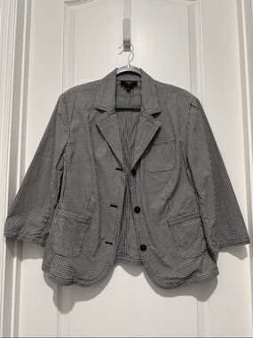 Talbots Black and White Gingham Print Blazer 18w